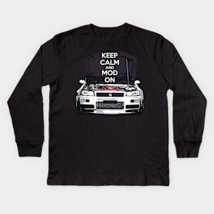 Keep Calm and Mod on Kids Long Sleeve T-Shirt